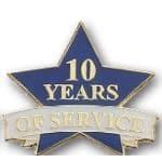 10 Years of Service Stock Pin