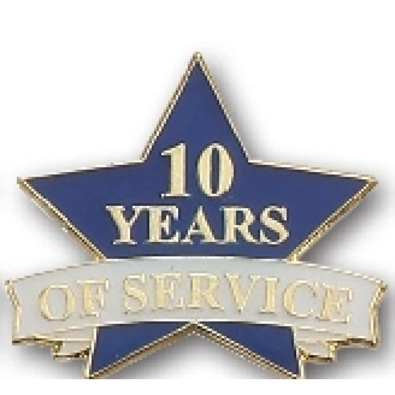 10 Years of Service Stock Pin
