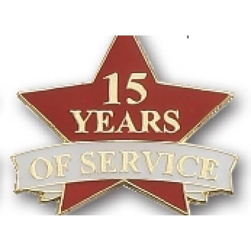 15 Years of Service Stock Pin