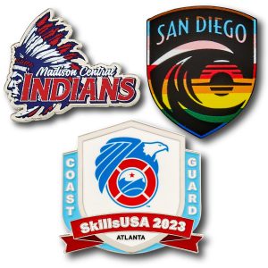 Custom Lapel Pins - 1 1/2" (1.5") Die Struck Iron Soft Enamel + Full Color UV Printing